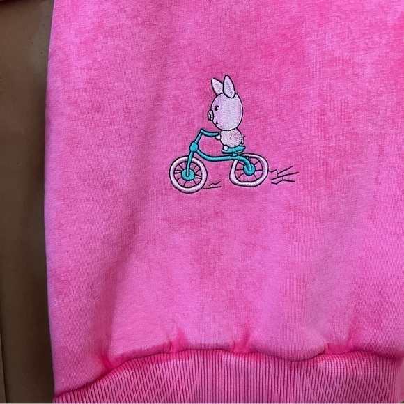 Natasha Zinko Sweat Set Embroidered Pig Elephant Sweatshirt Joggers Pink Size XS - Picture 5 of 16